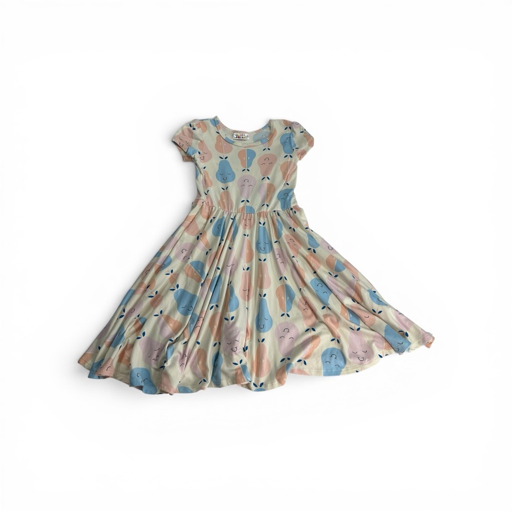 Dot Dot Smile Pears Print Girls Twirl Dress Casual Spring Summer Sz 7